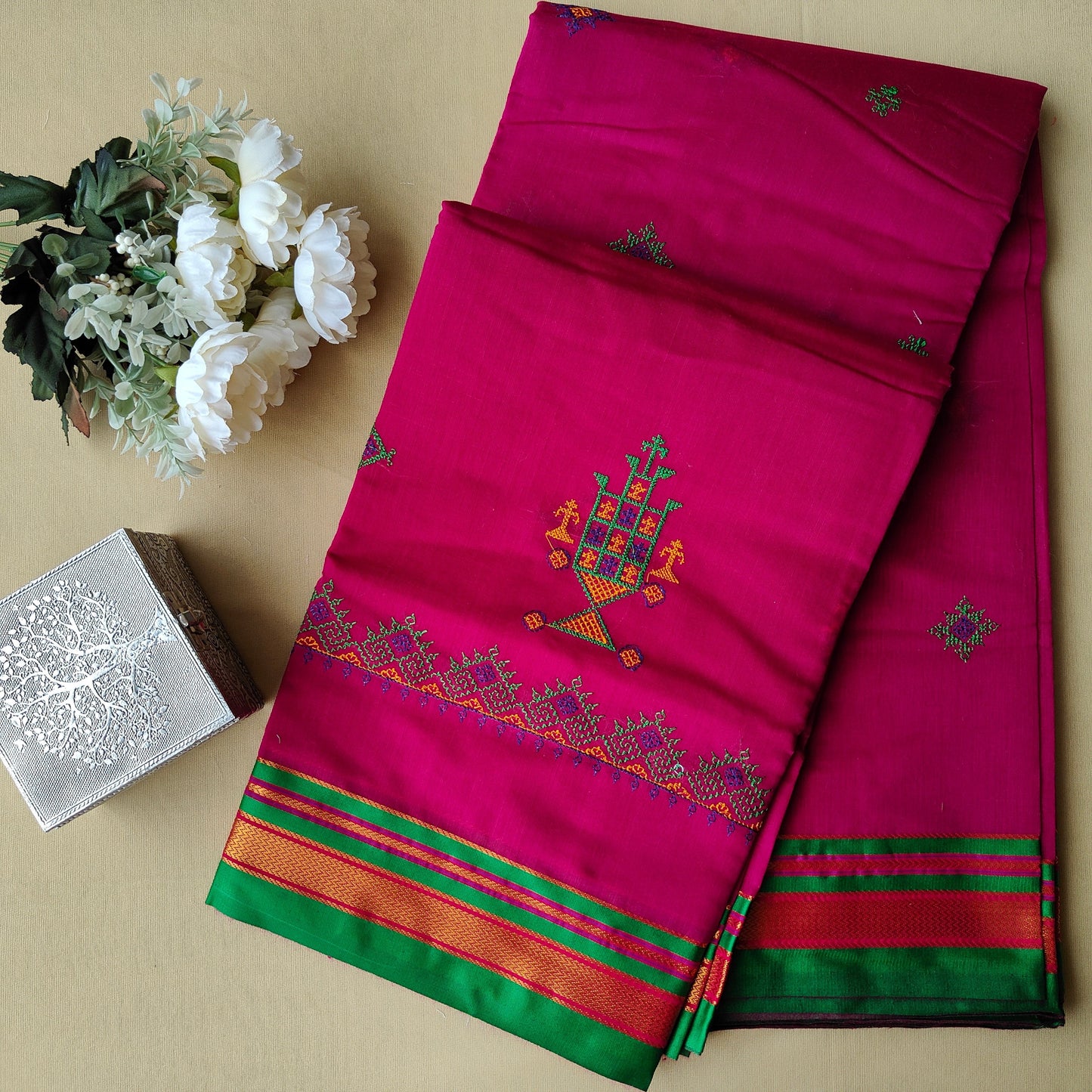 DARK PINK COTTON SAREE