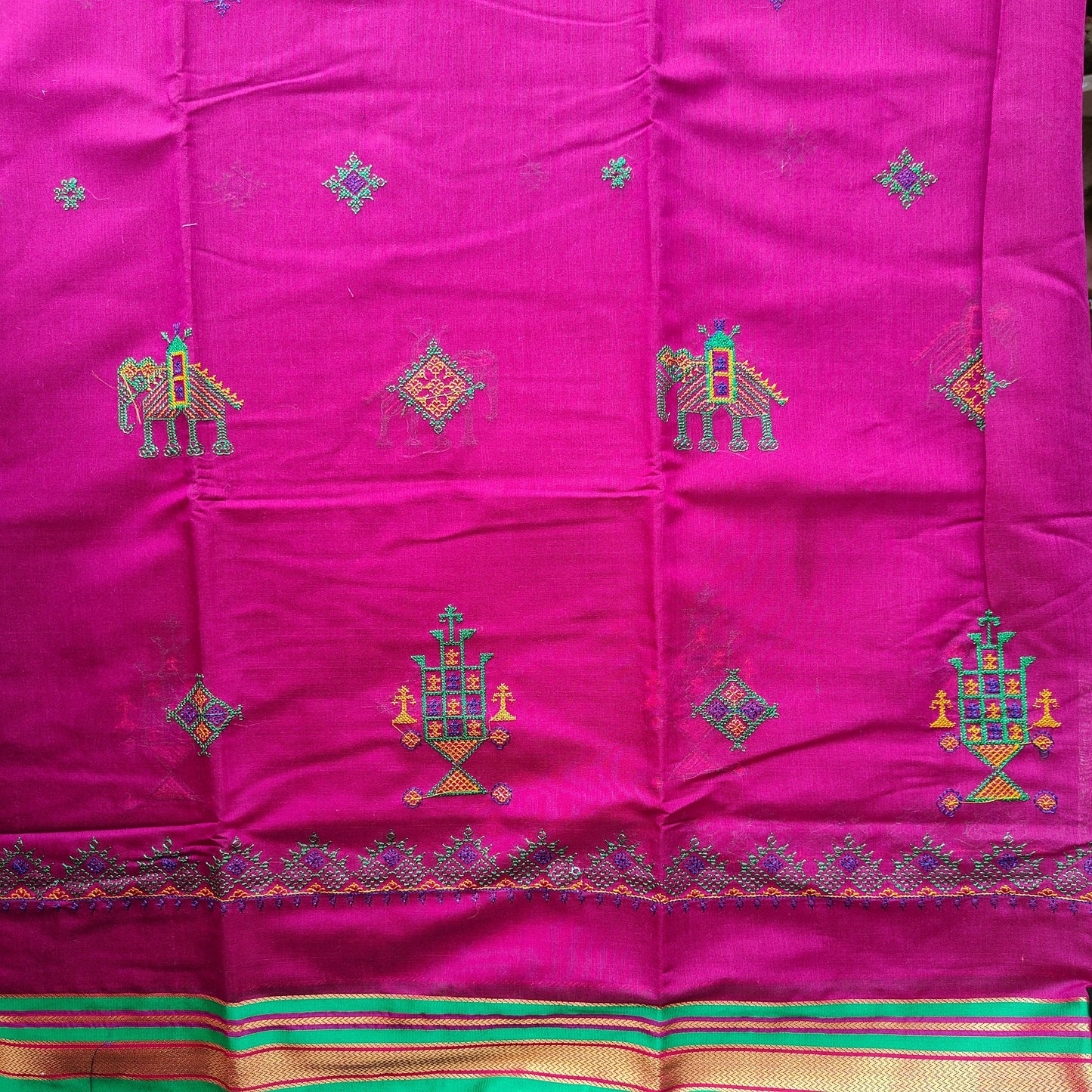 DARK PINK COTTON SAREE