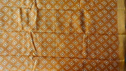 YELLOW PRINTED COTTON SAREE