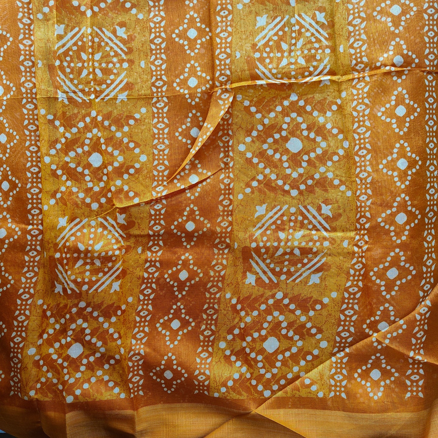 YELLOW PRINTED COTTON SAREE