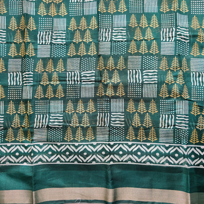 Green Printed Cotton Saree