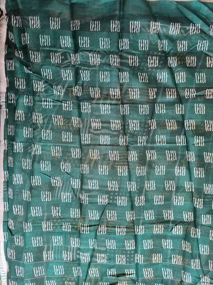 Green Printed Cotton Saree