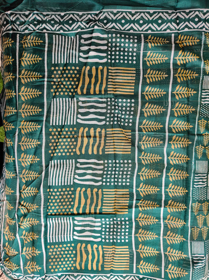 Green Printed Cotton Saree