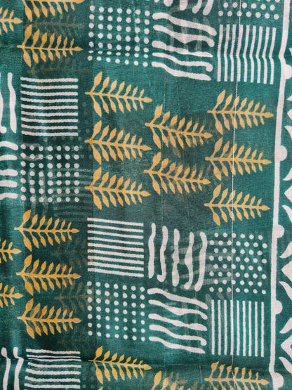 Green Printed Cotton Saree