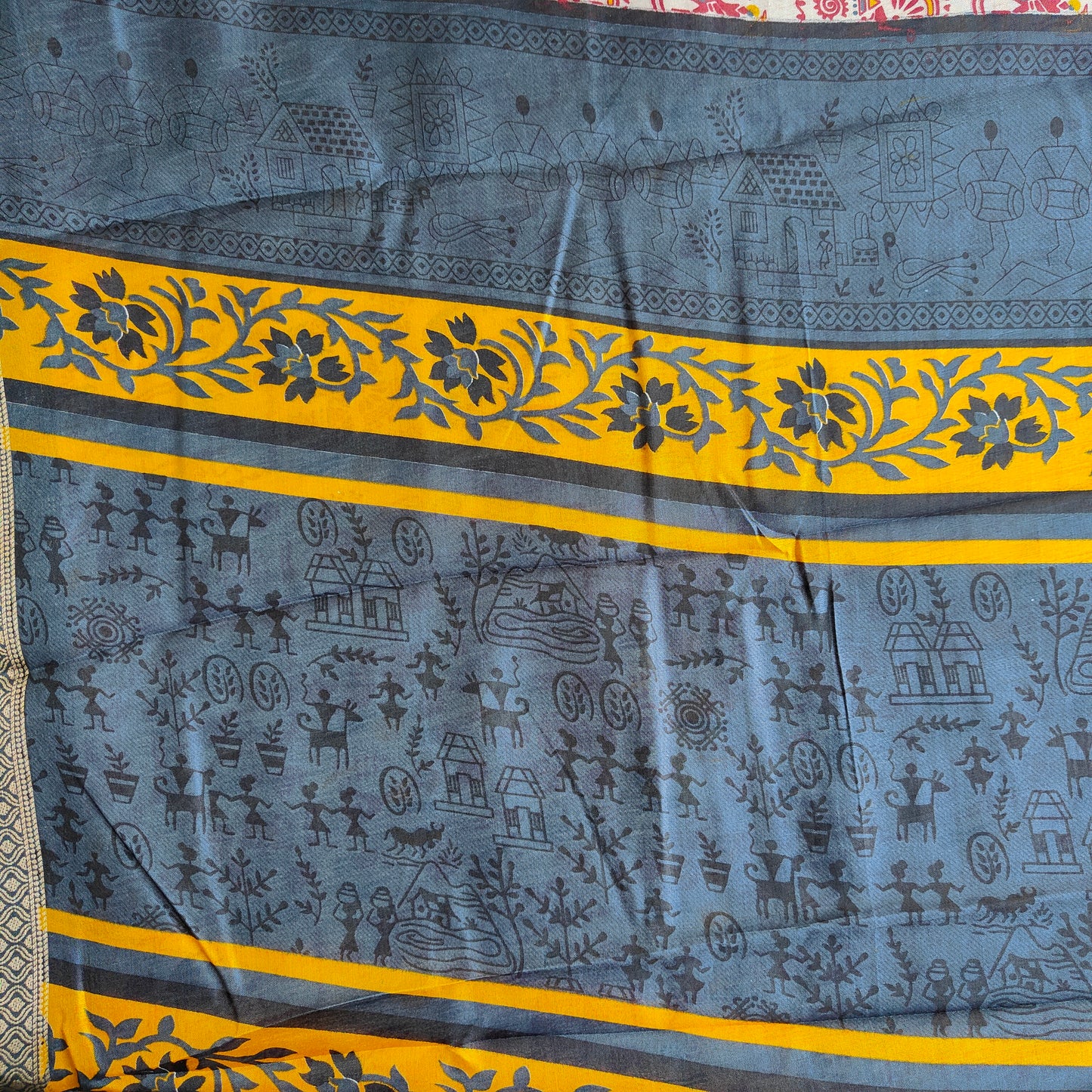 CREAM KALAMKARI SAREE