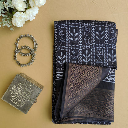 BLACK PRINTED SAREE