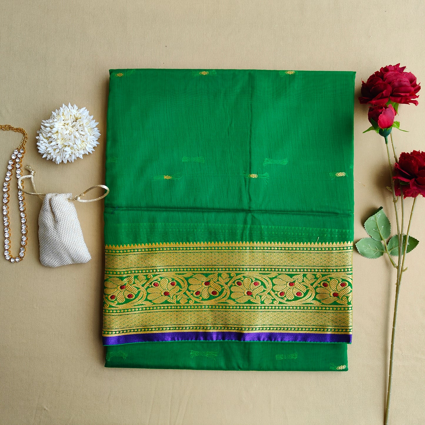 GREEN AND BLUE PURE COTTON SAREE