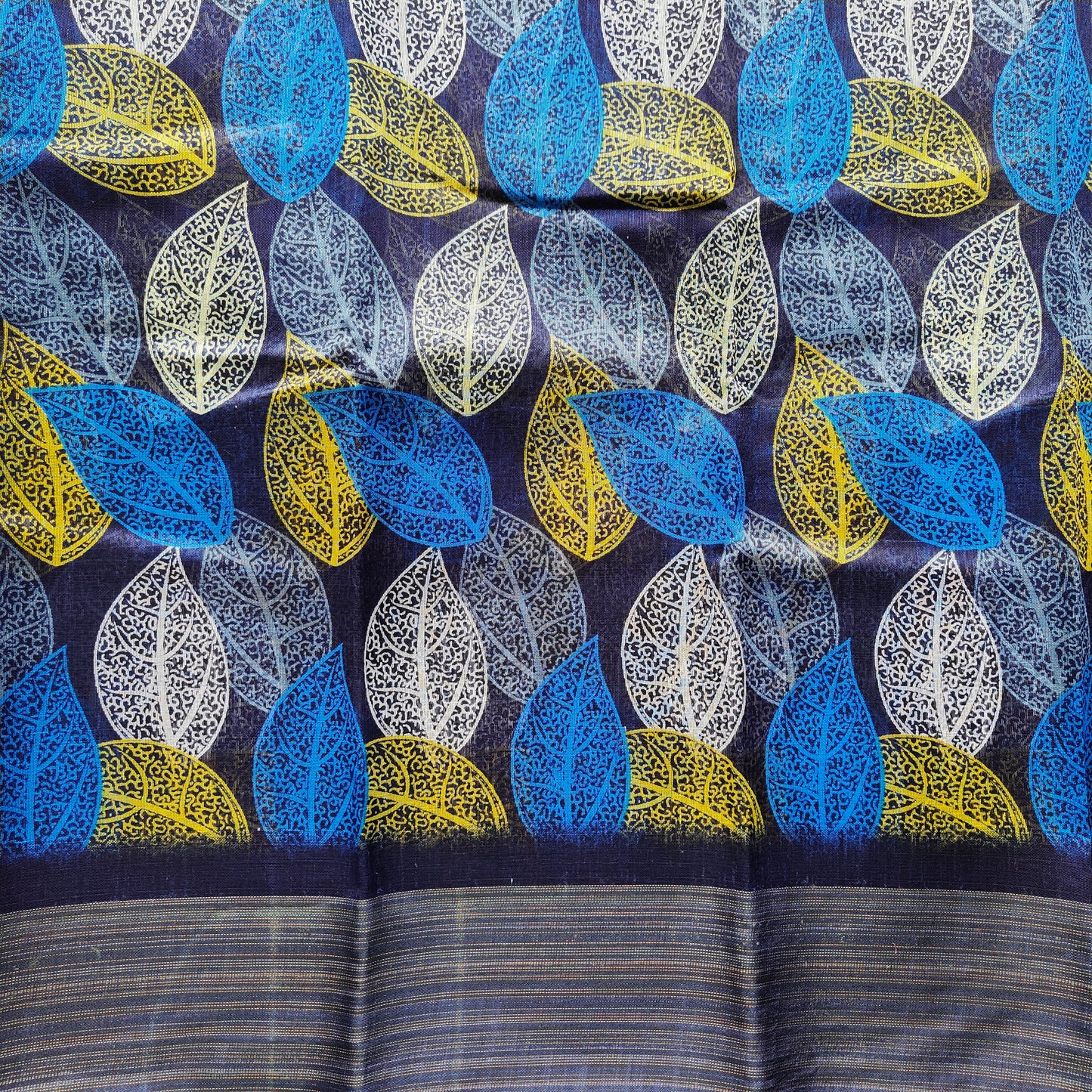 BLUE PRINTED COTTON SAREE