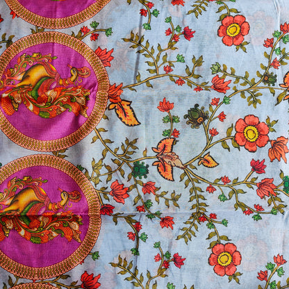 GREY AND PINK KALAMKARI SAREE