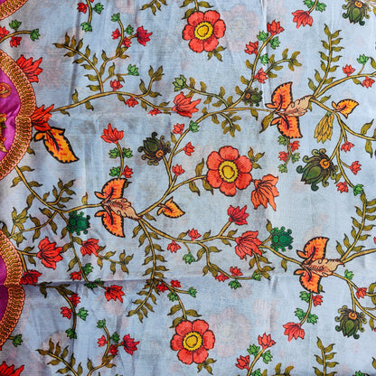 GREY AND PINK KALAMKARI SAREE