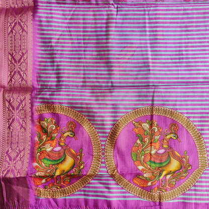 GREY AND PINK KALAMKARI SAREE