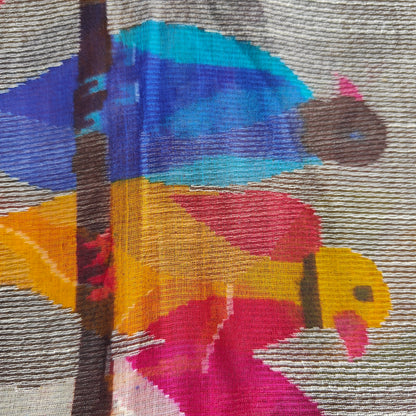 BEIGE PARROT KALAMKARI SAREE