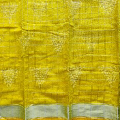 LEMON YELLOW COTTON SAREE