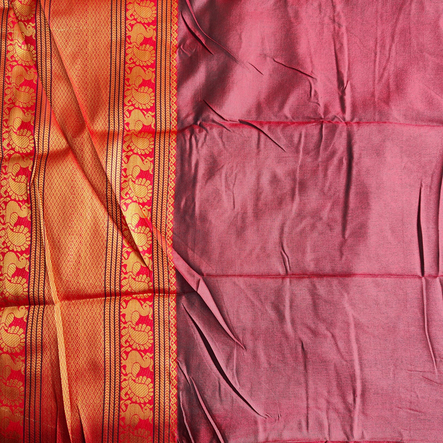 DARK GREEN RED BORDER SAREE