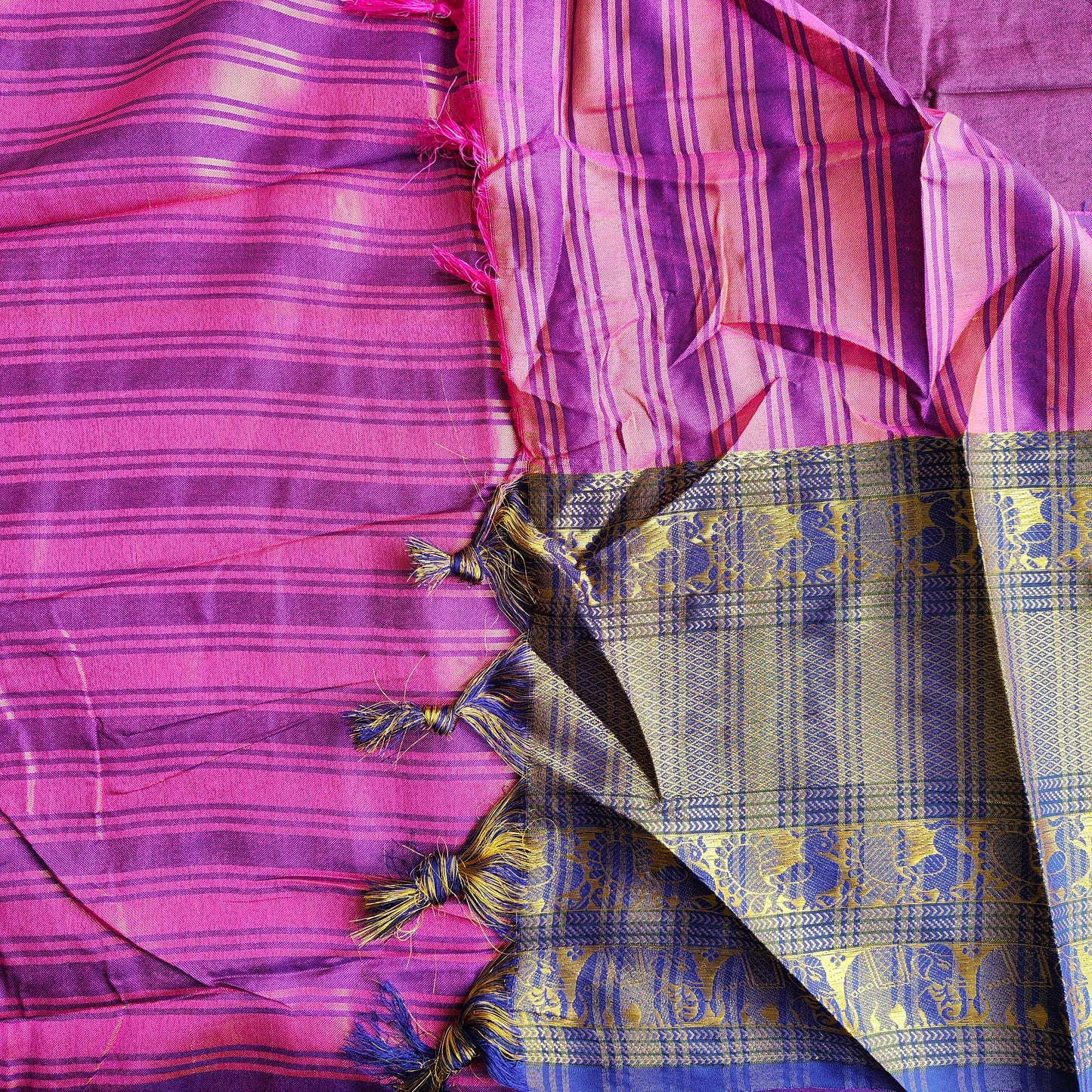 DARK PURPLE BLUE BORDER SAREE