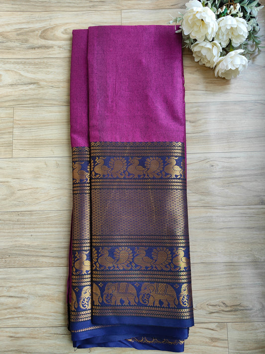 DARK PURPLE BLUE BORDER SAREE