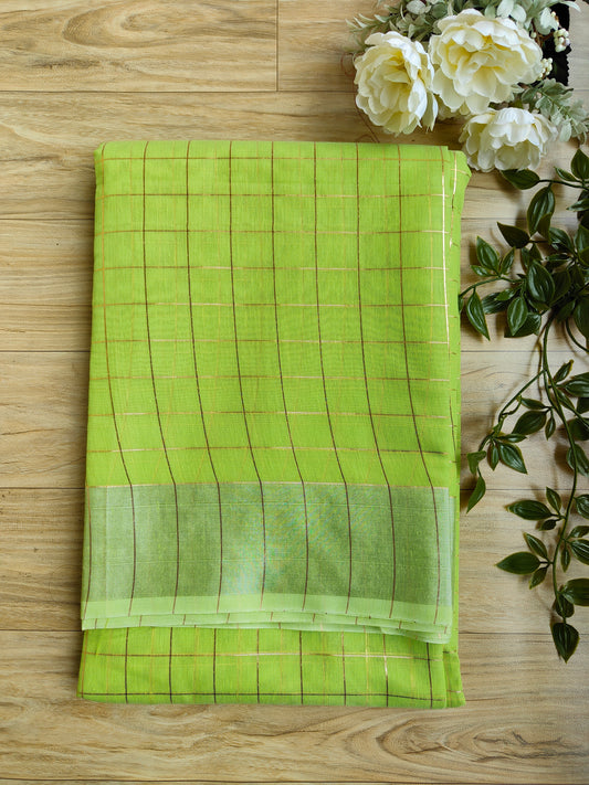 LEMON CHECKED COTTON SAREE