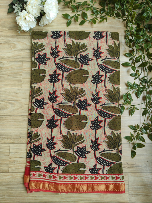 AJRAKH PRINTED MUL COTTON SAREE