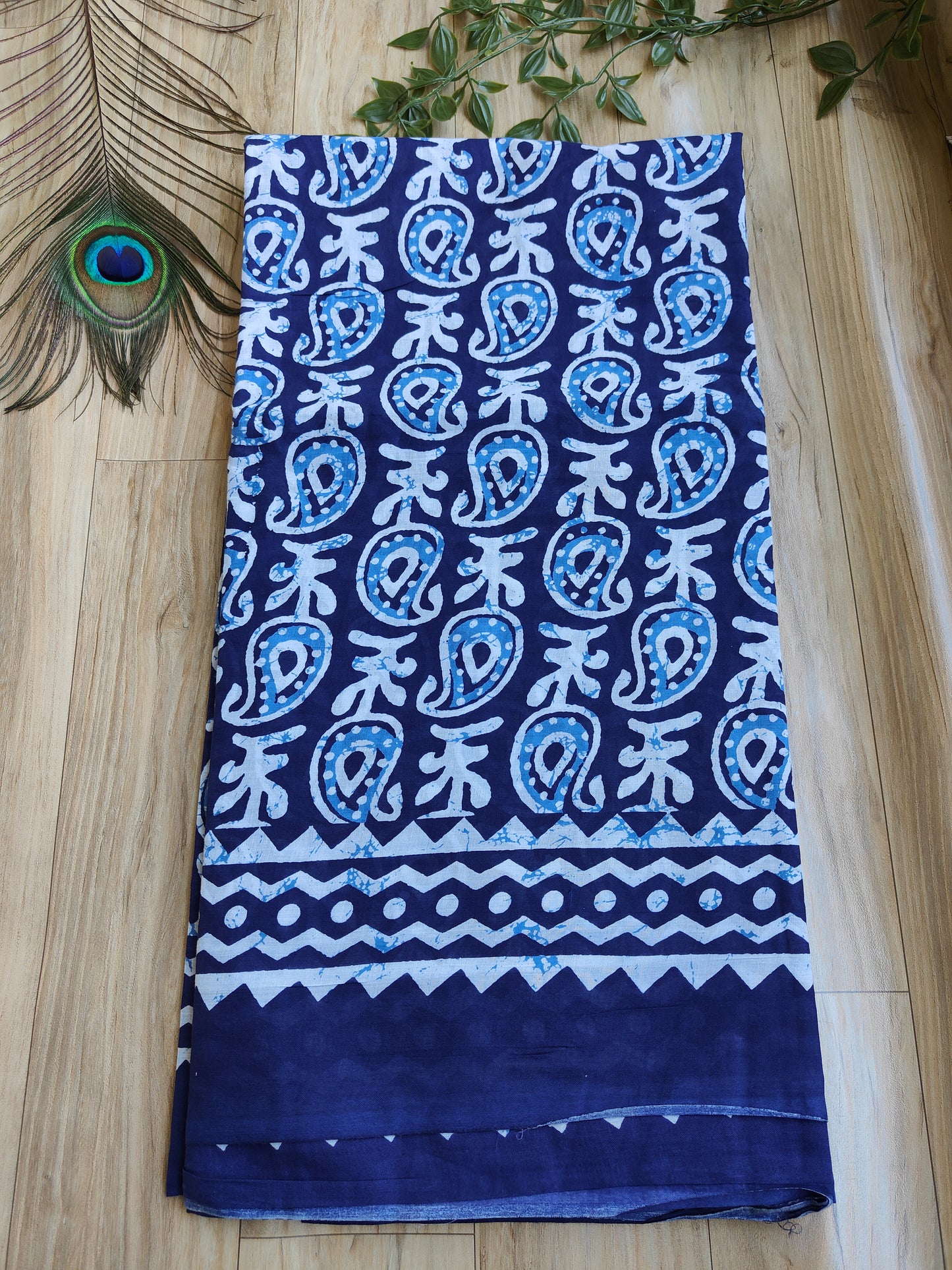 NAVY BLUE MULMUL COTTON SAREE