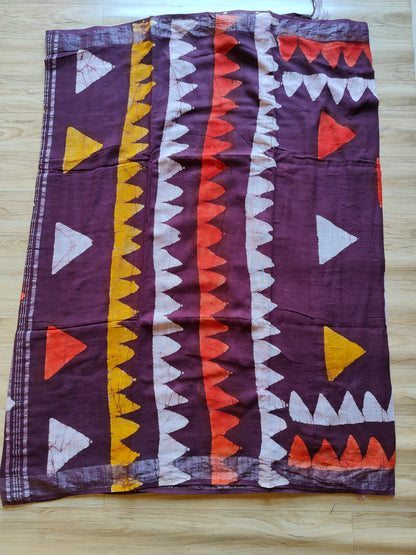 TRIANGULAR MULTICOLOR LINEN SAREE