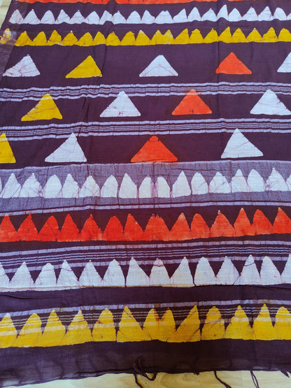TRIANGULAR MULTICOLOR LINEN SAREE