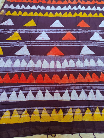 TRIANGULAR MULTICOLOR LINEN SAREE
