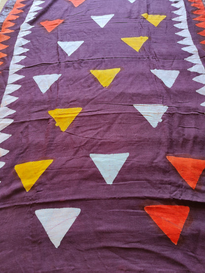 TRIANGULAR MULTICOLOR LINEN SAREE