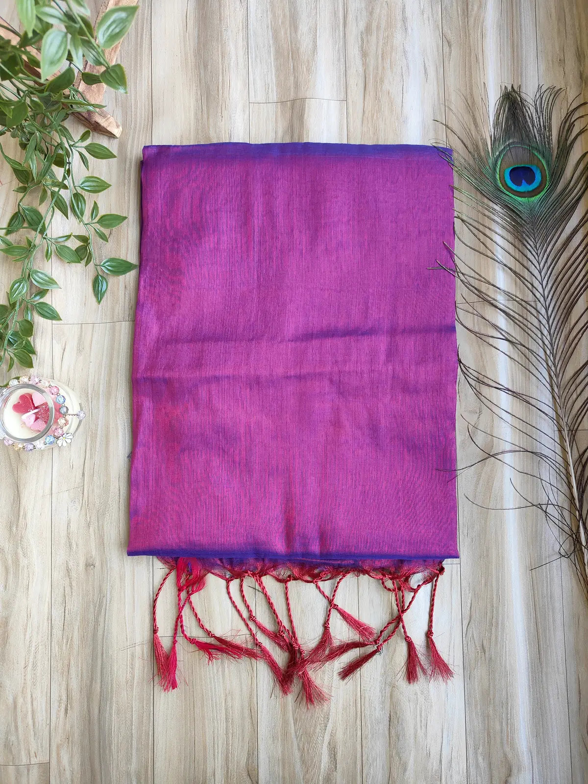 MAGENTA COTTON TISSUE SAREE