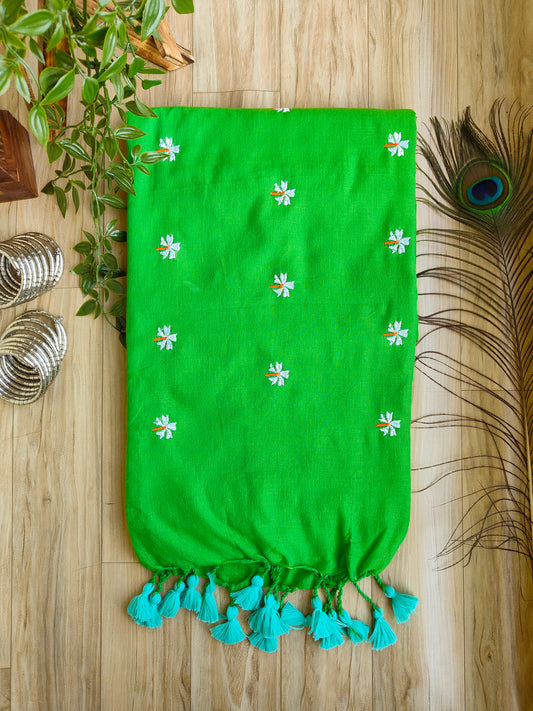 GREEN JASMINE KHADI COTTON SAREE