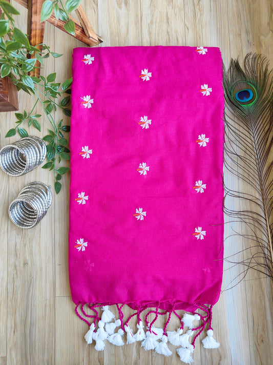 PINK JASMINE KHADI COTTON SAREE