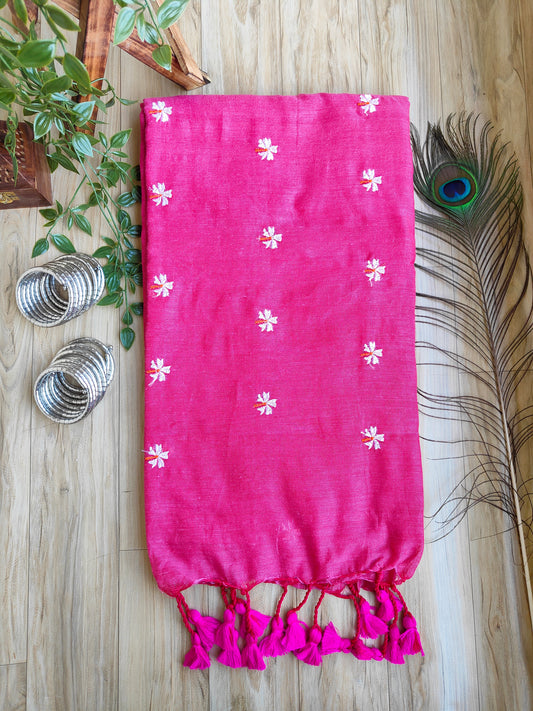 PEACH PINK JASMINE KHADI COTTON SAREE