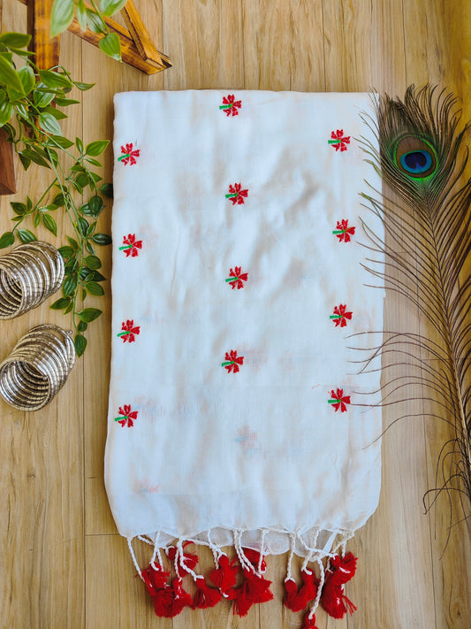 WHITE JASMINE KHADI COTTON SAREE