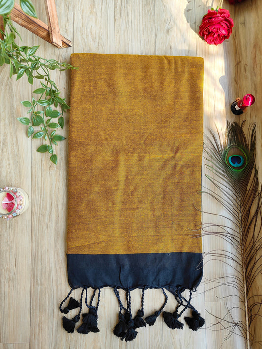 GOLD AND BLACK KHADI COTTON SAREE