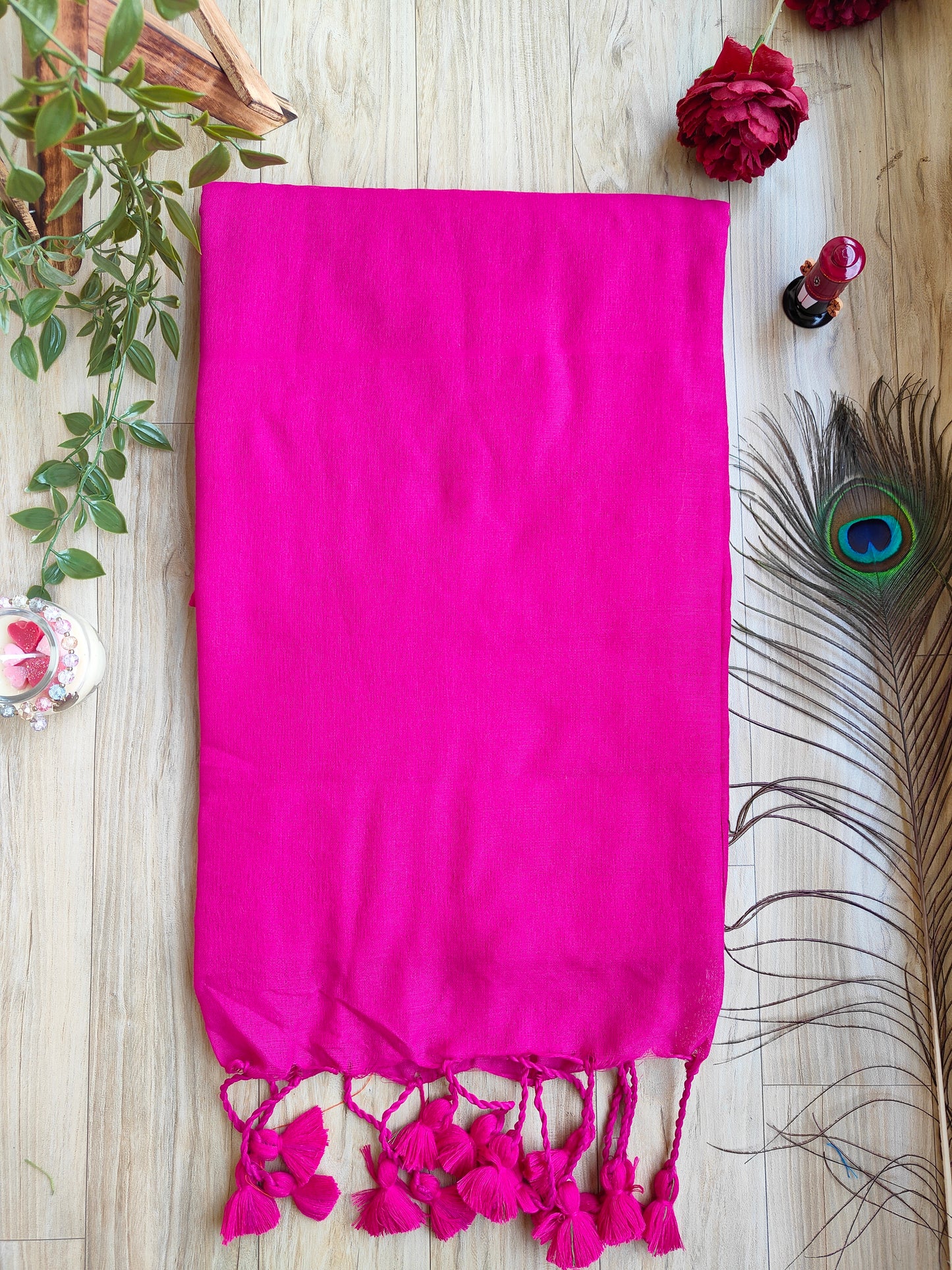 PINK KHADI COTTON SAREE