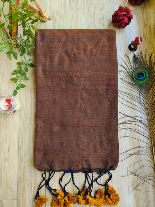 BROWN KHADI COTTON SAREE