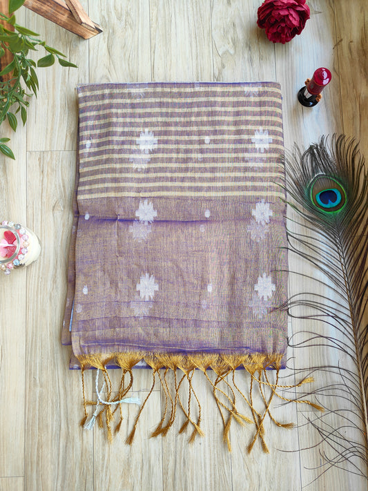 GOLDEN LAVENDER COTTON TISSUE SAREE