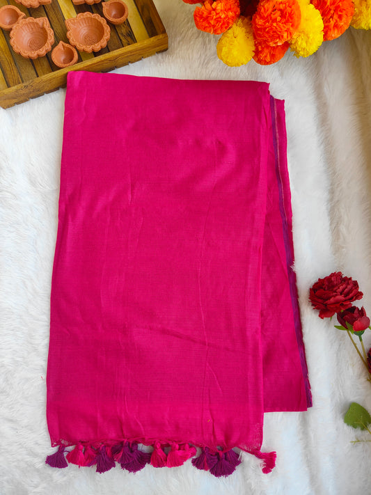 PINK AND PURPLE KHADI COTTON SAREE