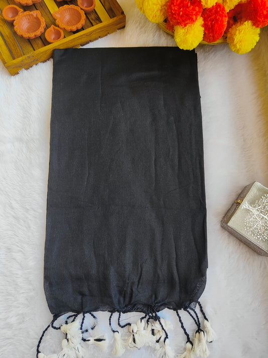 BLACK KHADI COTTON SAREE