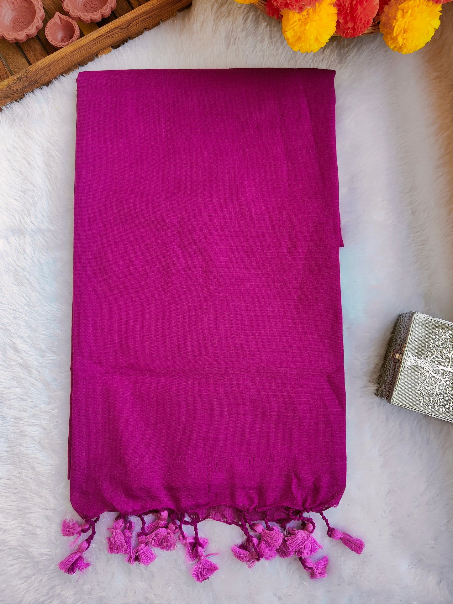 DEEP PINK KHADI COTTON SAREE