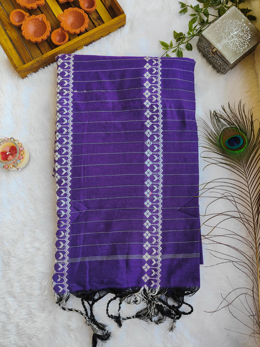 PURPLE KHADI COTTON SAREE