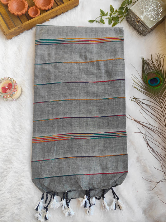 GREY KHESH COTTON SAREE