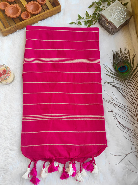 PINK KHESH COTTON SAREE