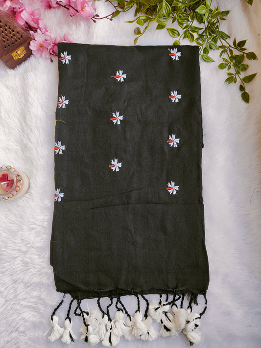 BLACK JASMINE KHADI COTTON SAREE