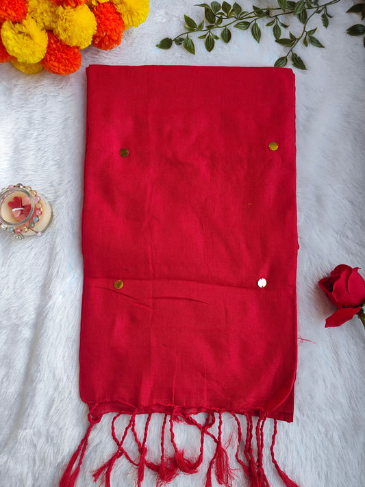 RED SITARA KHADI COTTON SAREE