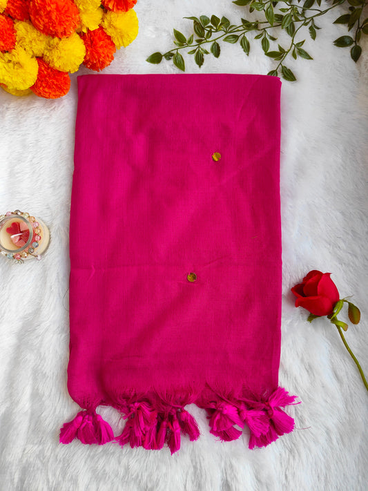 PINK SITARA KHADI COTTON SAREE