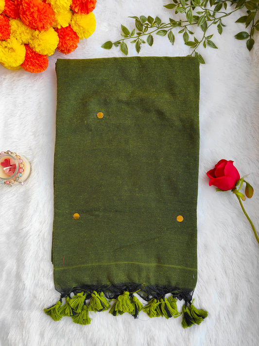 GREEN SITARA KHADI COTTON SAREE