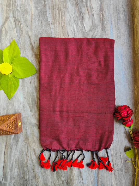 MAROON KHADI COTTON SAREE