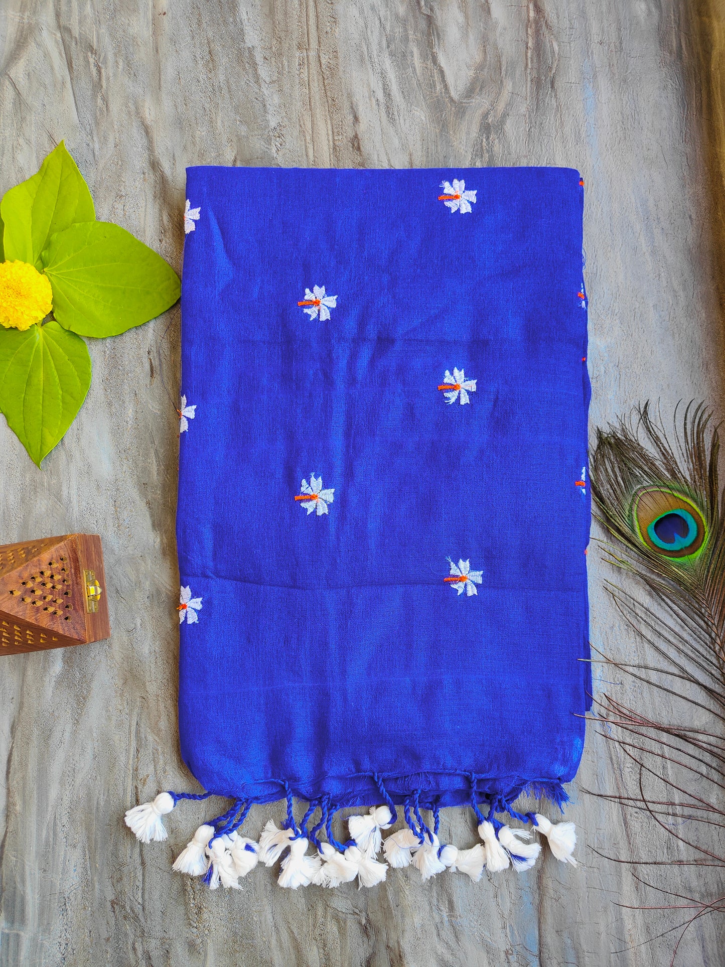 BLUE JASMINE KHADI COTTON SAREE