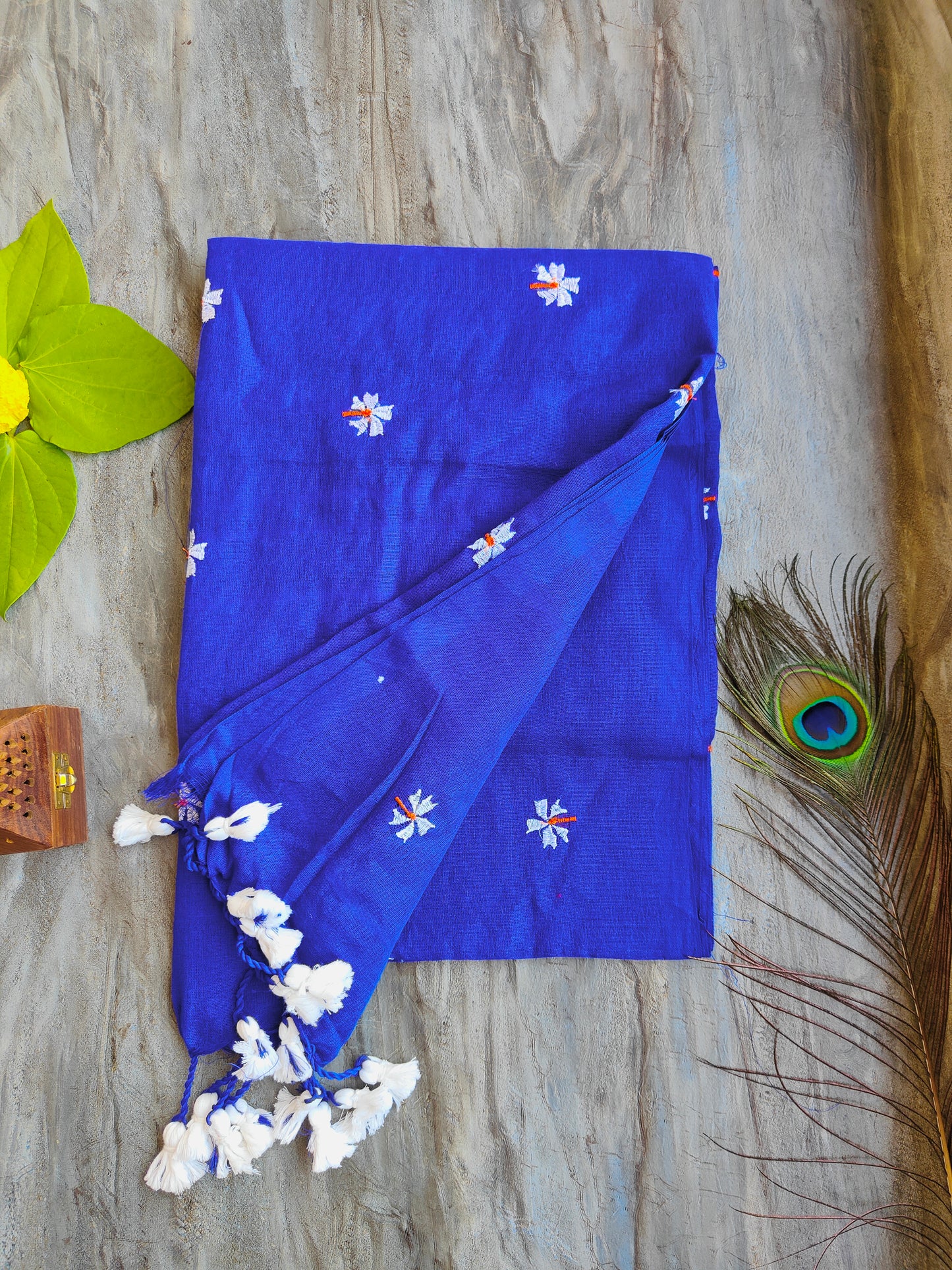 BLUE JASMINE KHADI COTTON SAREE