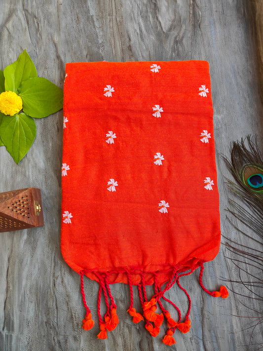 ORANGE JASMINE KHADI COTTON SAREE